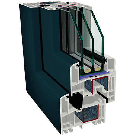 Sectiune profil PVC GEALAN S 9000 pentru ferestre termopan si tripan