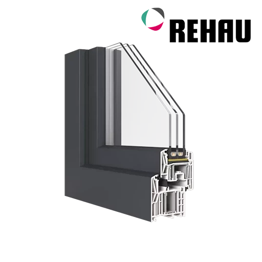 Sectiune profil PVC REHAU SYNEGO 80 pentru ferestre premium si tripan
