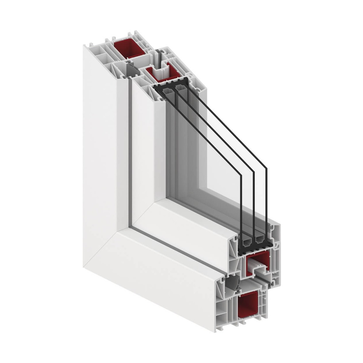 Sectiune profil PVC Salamander bluEvolution 82 pentru tamplarie PVC premium